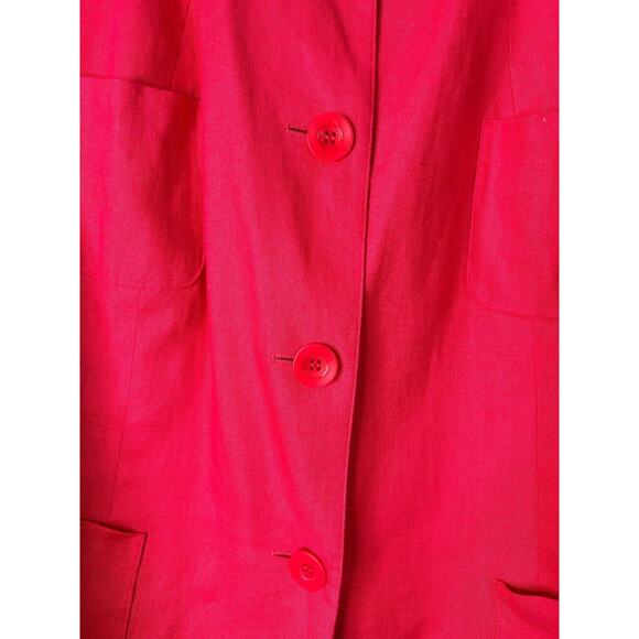 Talbots Irish Linen Blazer Womens Size 24W Hot Pink Lagenlook Career Work Office - Picture 4 of 11